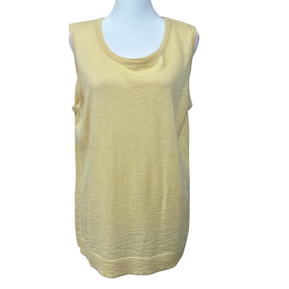 Madison Grey Womens‎ XL Butter Yellow Cotton Viscose Knit Sleeveless Tank Top